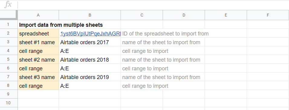 Cómo importar datos de varias hojas con IMPORTRANGE