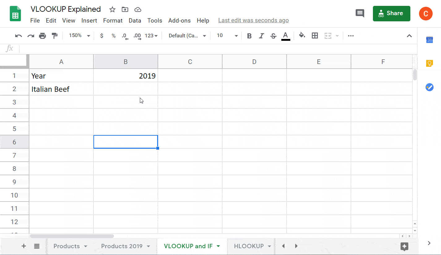 VLOOKUP and IF formula example