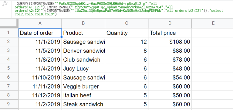QUERY + IMPORTRANGE in Google Sheets With Examples | Coupler.io Blog