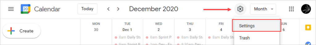 Google Calendar Settings