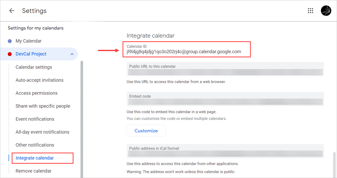 Comment obtenir Calendar ID