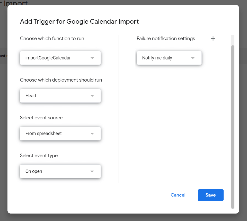 Set up the Trigger parameters