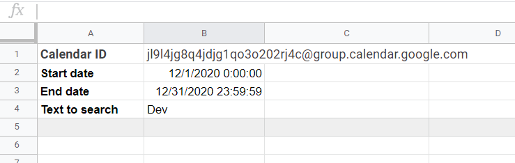 Specify the criteria to filter the calendar data