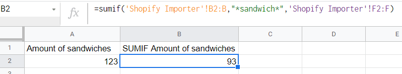 SUMIF formula example