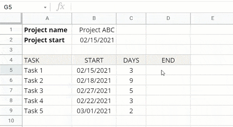 Calculate end dates