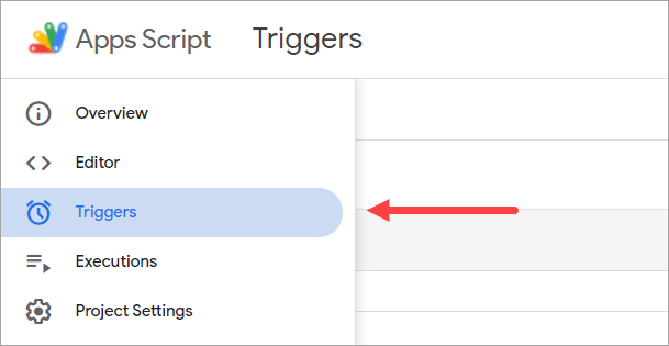 The Triggers menu