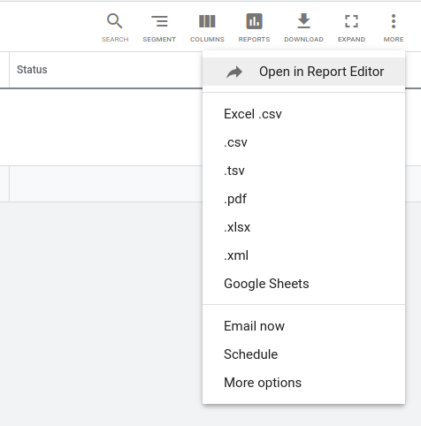 Téléchargement Google Ads au format CSV