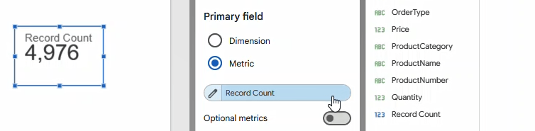 Figure 23. The default metric RecordCount
