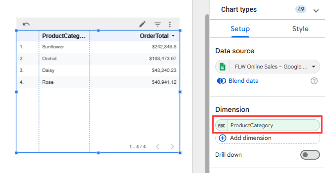 Figure 33. Table with ProductCategory