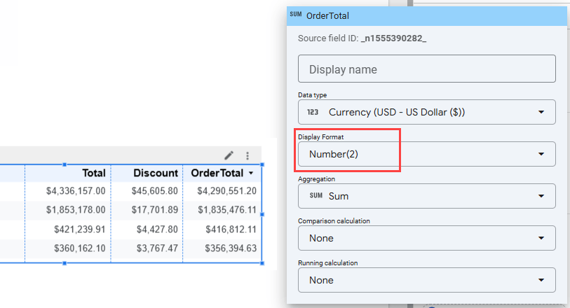 Figure 41. Setting the display format