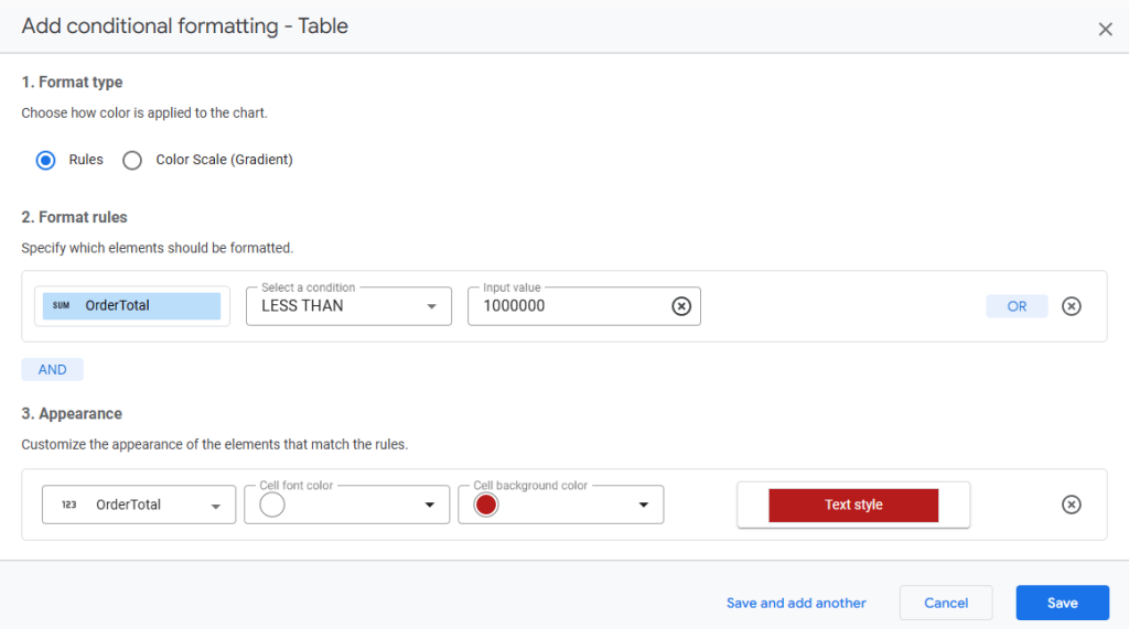 Figure 46. Setting up the formatting rule
