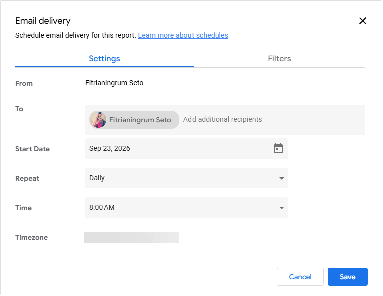 Figure 51. Scheduling email delivery