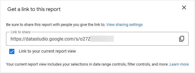 Figure 52. Getting a report link