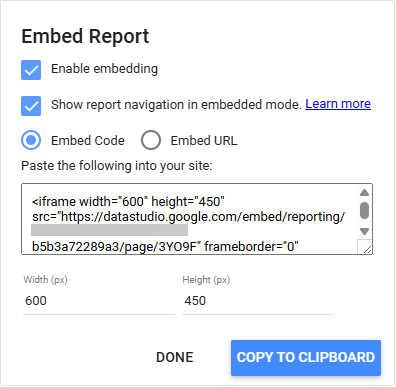 Figure 53. Embed Report