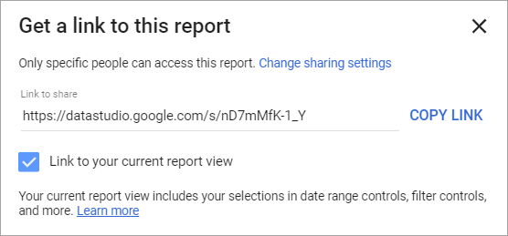 Figure 53. Get report link