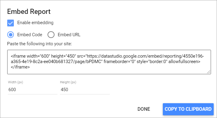 Figure 54. Embed report