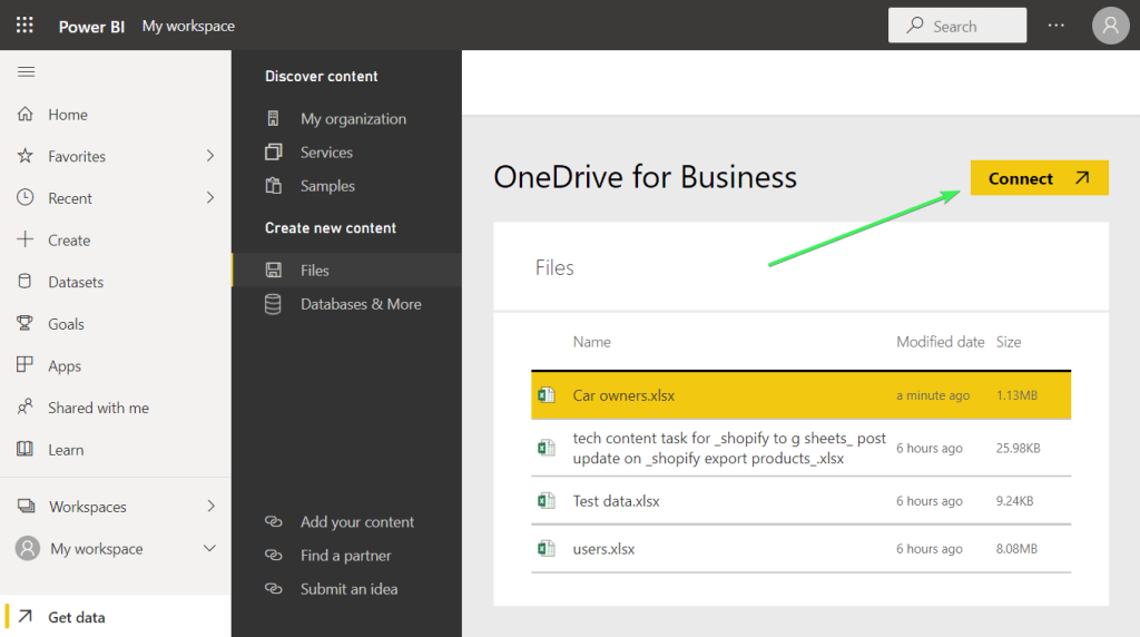 23 connect excel onedrive power bi