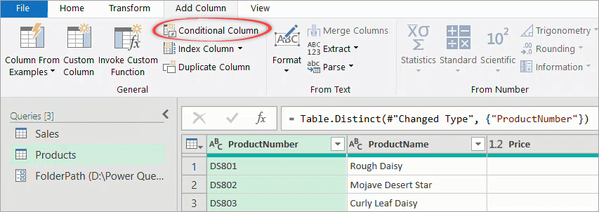 Figure 24. The Add Conditional Column button