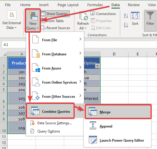 fusión de tablas mediante Power Query