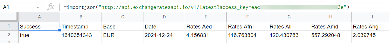 ImportJSON() en acción