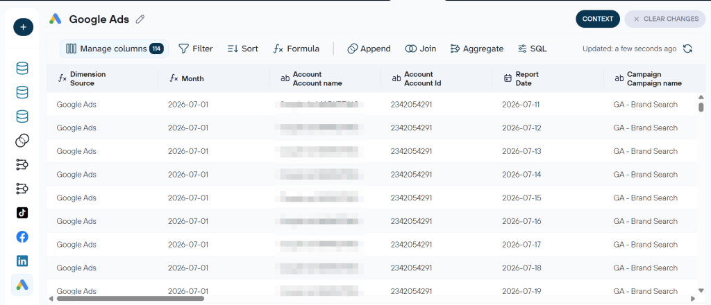 google ads data set coupler