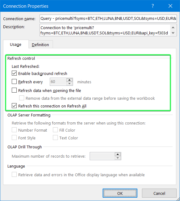 consulta de potencia control de actualización
