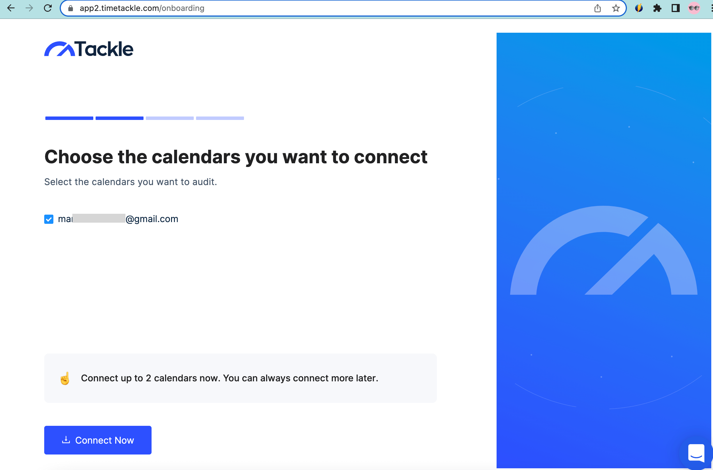 2. TimeTackle connectant Google Calendar