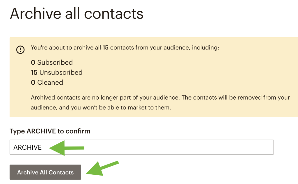 38. Mailchimp archive list confirm