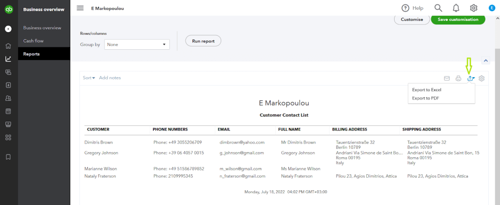 3 export quickbooks report to excel