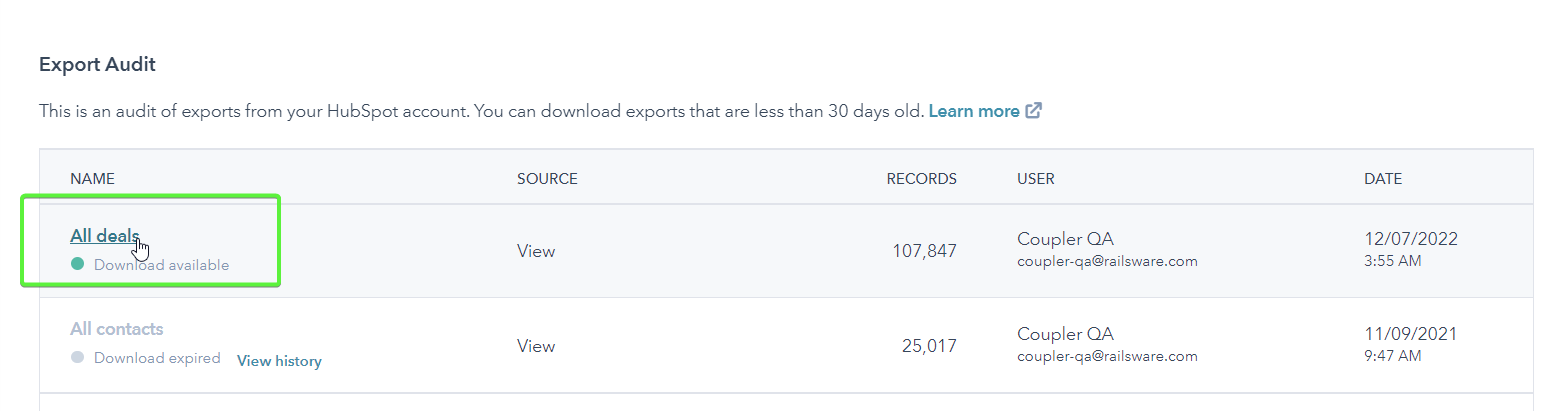 exporter hubspot crm