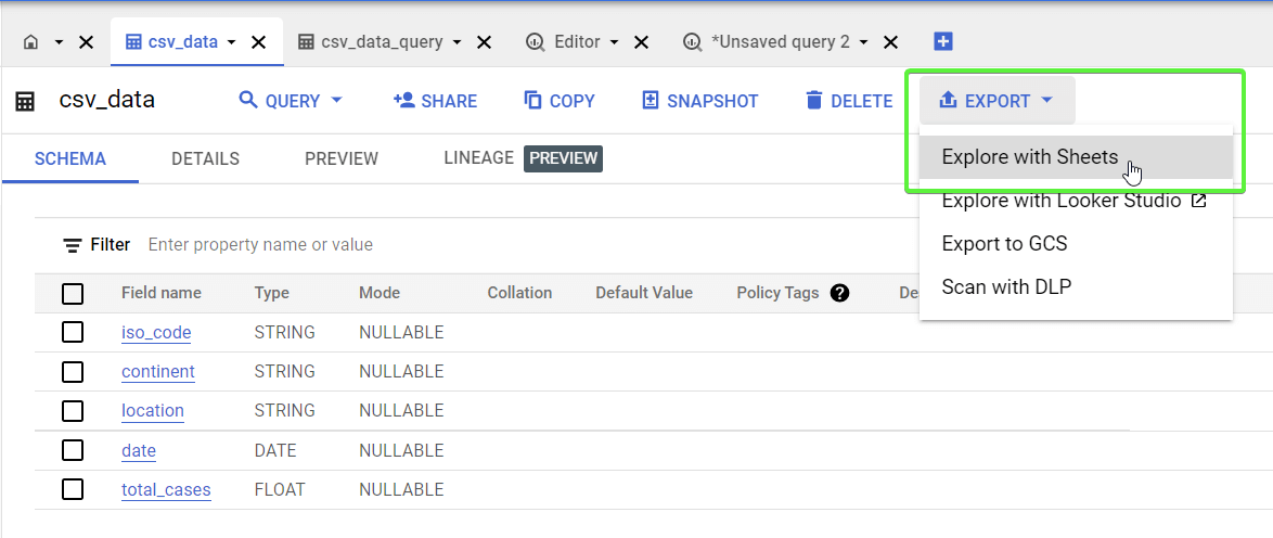 2.1.2 abrir tabla bigquery con connected sheets