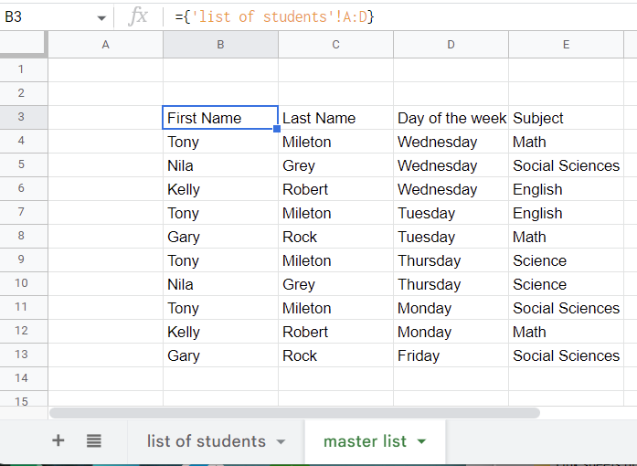 4 google sheets reference columns