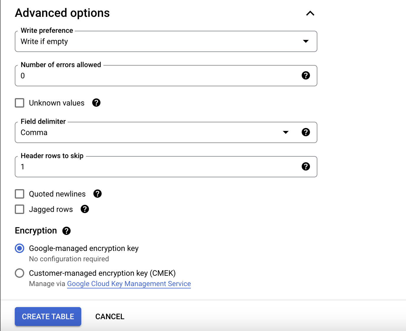 9 options avancées bigquery