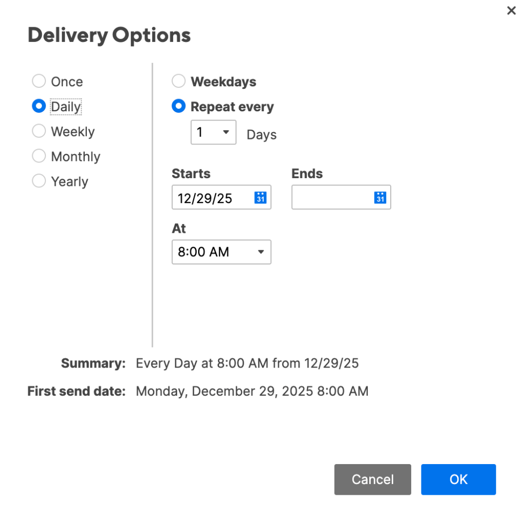20. delivery options