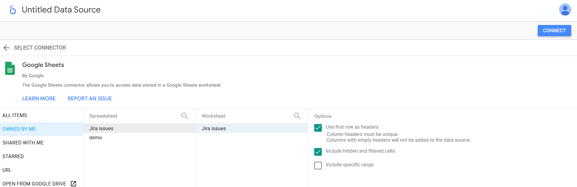 18 conector google sheets