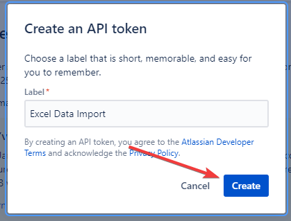 nome do token da API no jira