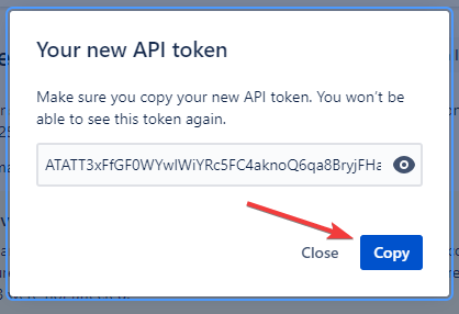 copiar a chave api do jira