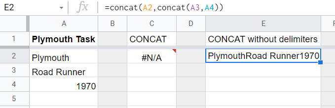2 concat w o delimiter