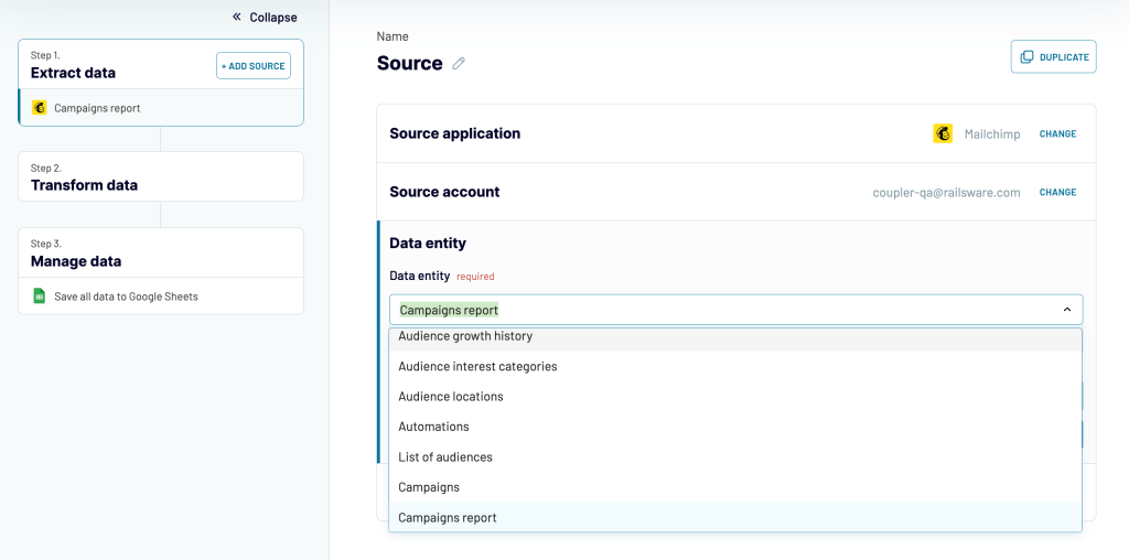 2. Mailchimp campaign reports