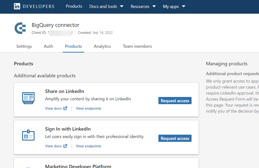 creación de la aplicación linkedin
