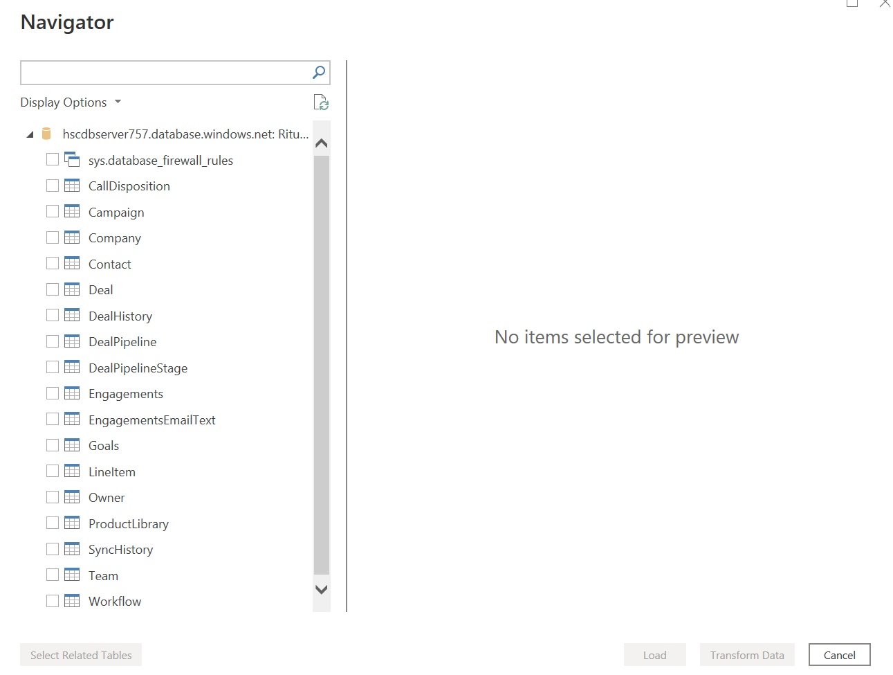 base de données sql power bi navigateur