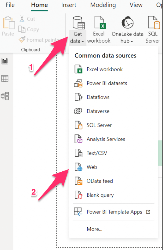power bi obtenir les données web