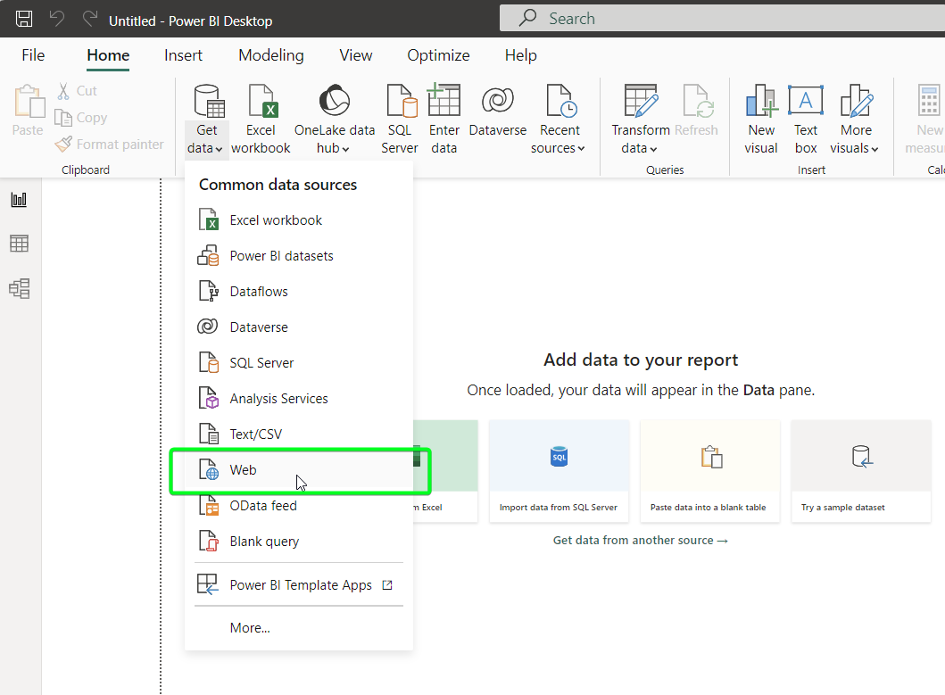4.1 étape 3 shopify power bi obtenir des données depuis le web