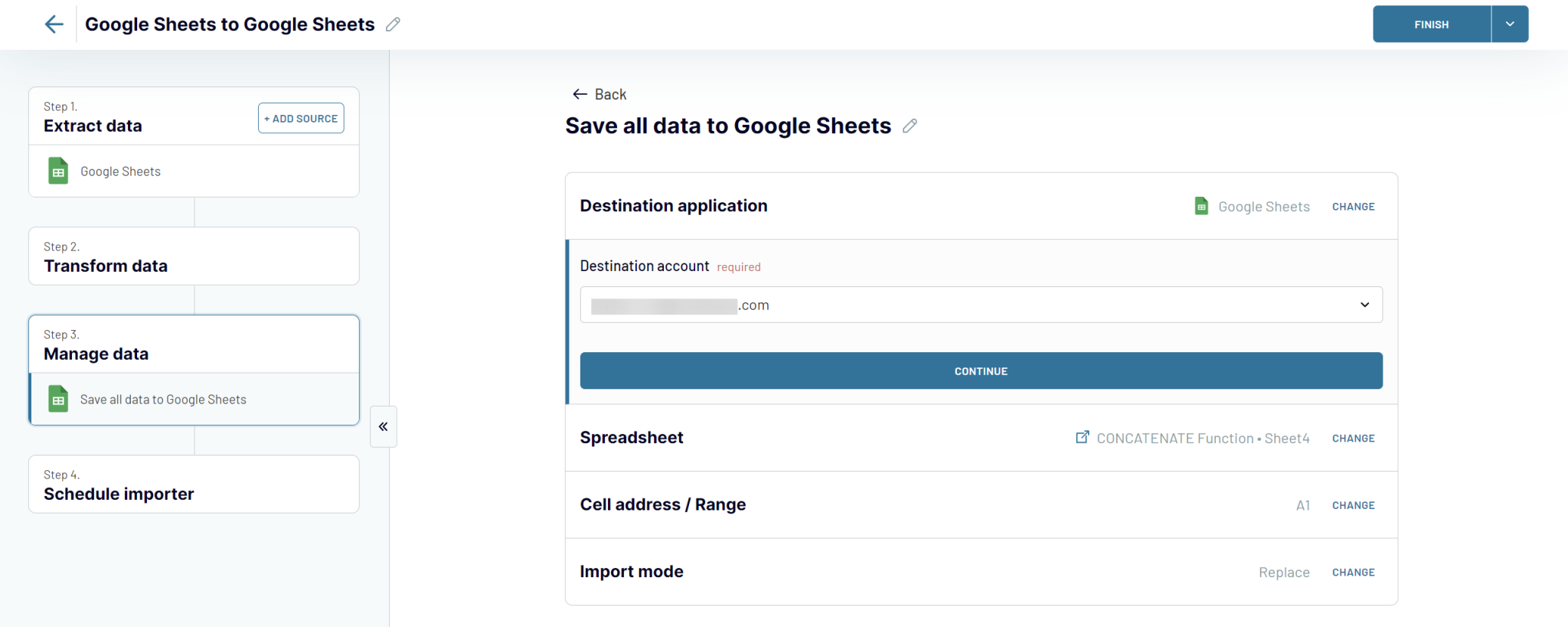 importador de google sheets configurado