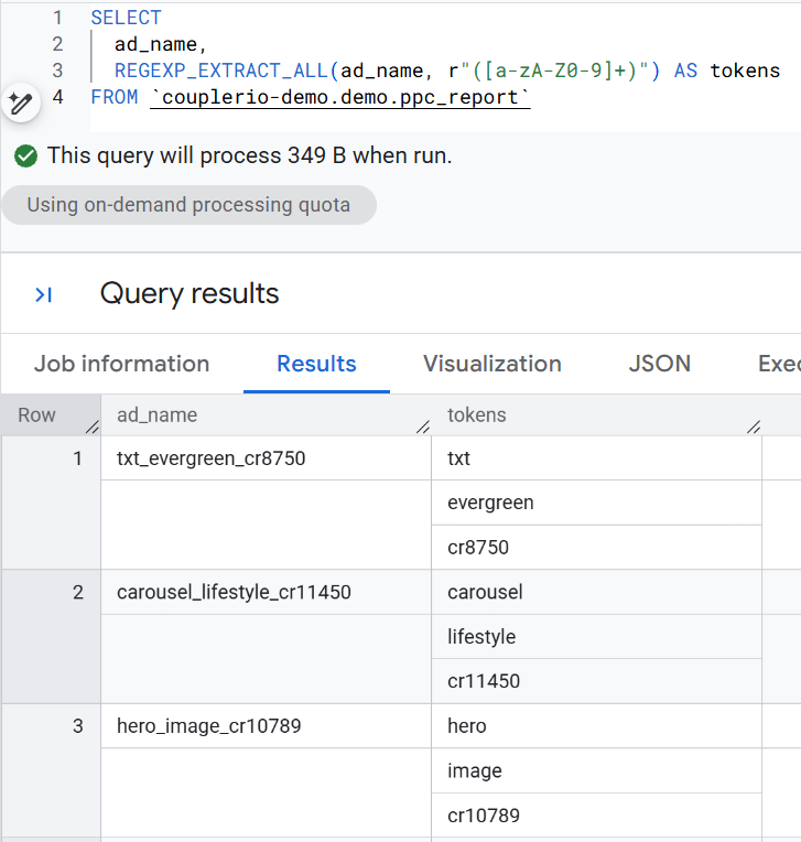 10.BigQuery regexp How to use extract groups