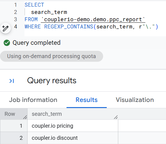 7.BigQuery regexp How to escape a special character