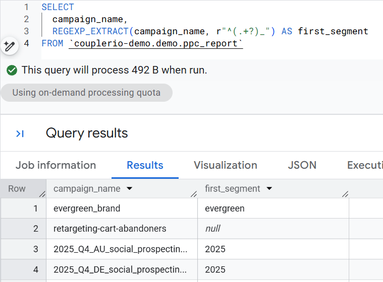 8. BigQuery regexp How to split a string