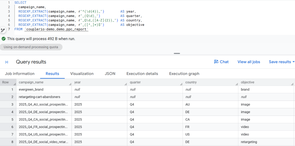 8.2 BigQuery regexp How to parse a structured naming convention