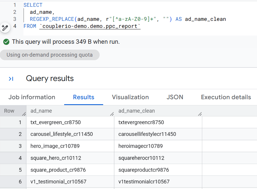 9. BigQuery regexp How to replace special characters