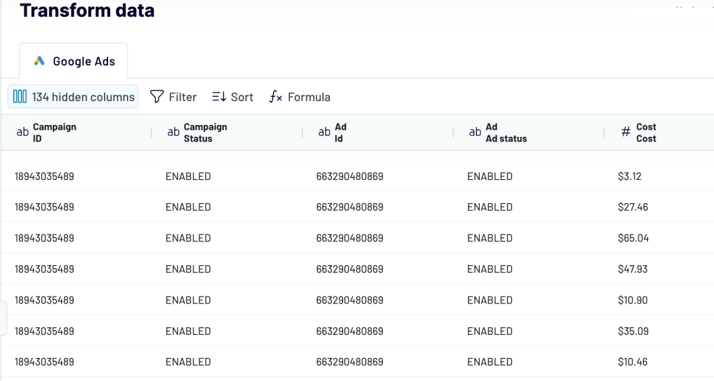 1. Transform Google Ads data in Coupler.io